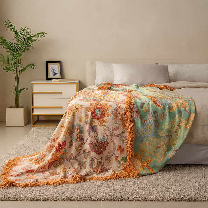 Boho Floral Pattern Blanket