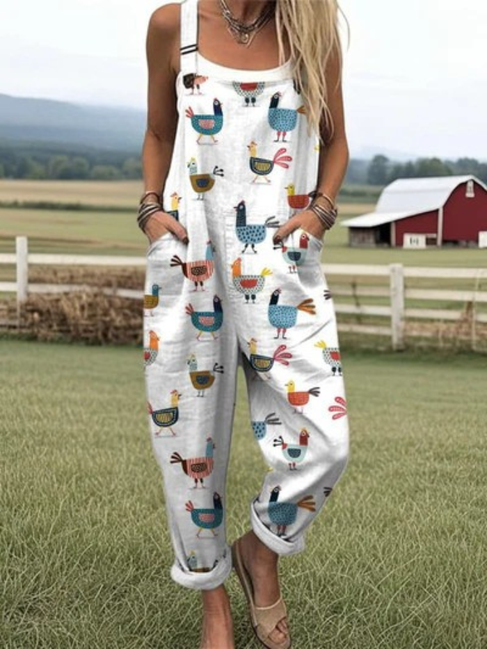Sylvia | Flowing Jumpsuit with Artistic Print