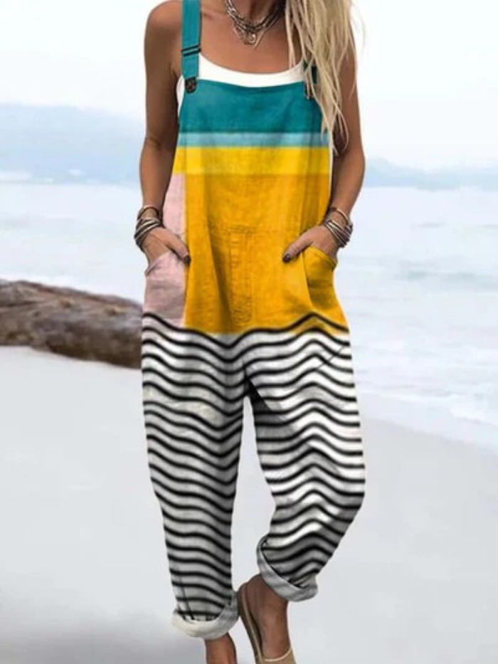 Aliyah | Flowing Summer Jumpsuit with Artistic Print