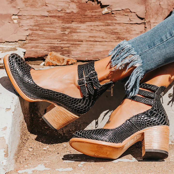 Imogen | Triple-Strap Heels with Supportive Block Heel