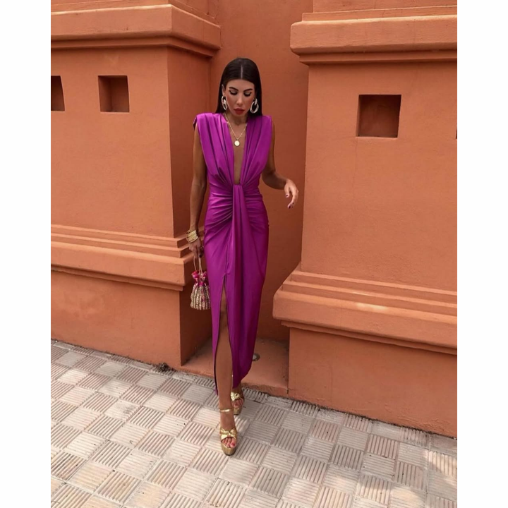 Lyra | Elegant Midi Dress with Sculpted Details