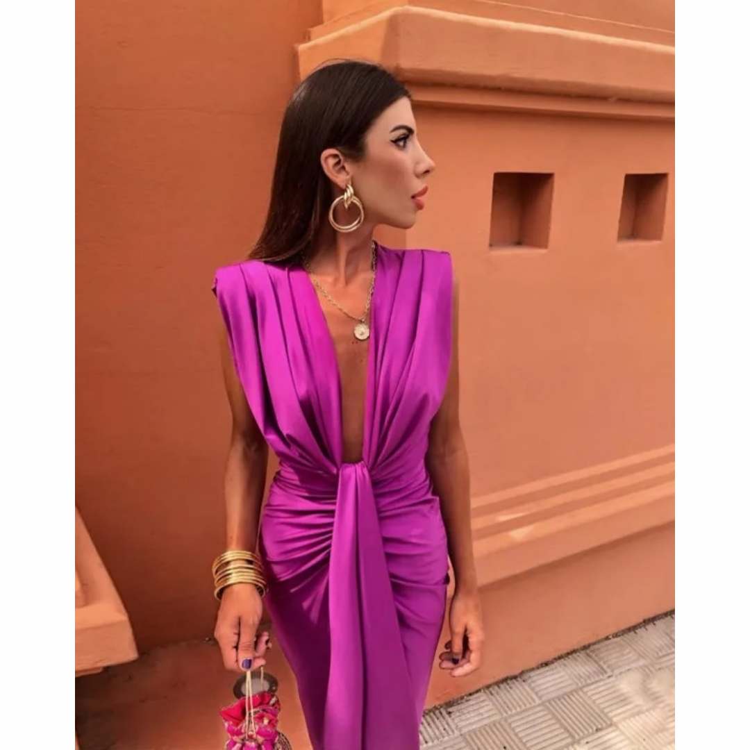 Lyra | Elegant Midi Dress with Sculpted Details