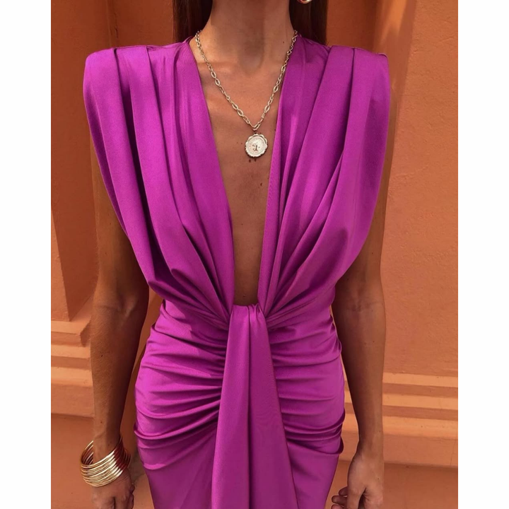 Lyra | Elegant Midi Dress with Sculpted Details