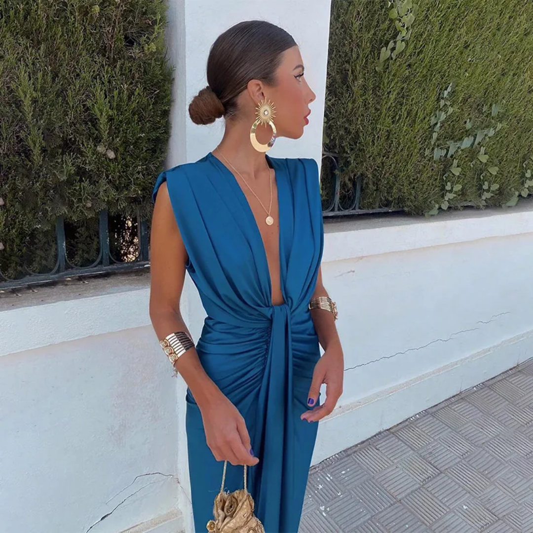 Lyra | Elegant Midi Dress with Sculpted Details