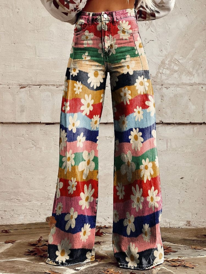 Maisie | Retro-Floral Pants for Effortless Elegance