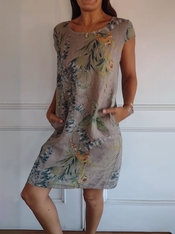 Nona | Casual round neck dress with floral print