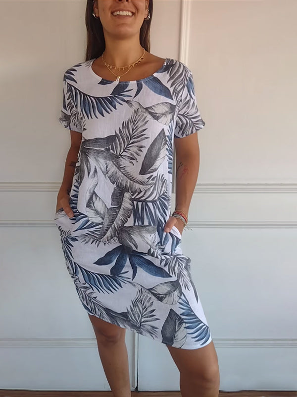 Nona | Casual round neck dress with floral print