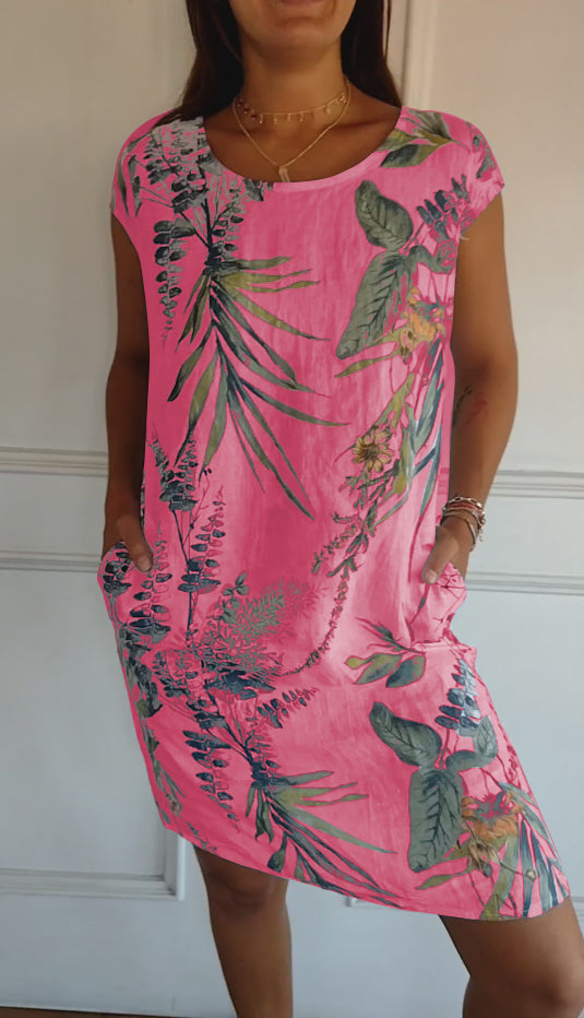 Nona | Casual round neck dress with floral print