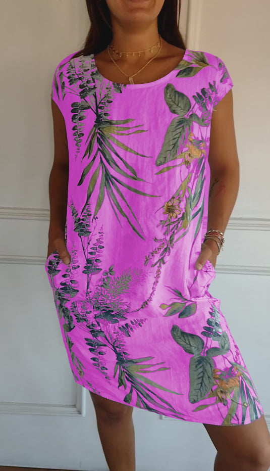 Nona | Casual round neck dress with floral print