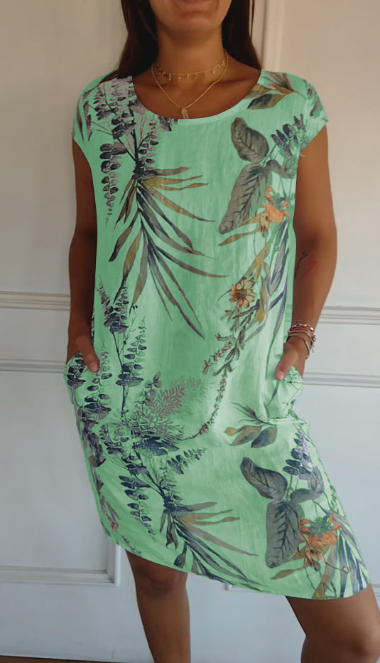 Nona | Casual round neck dress with floral print