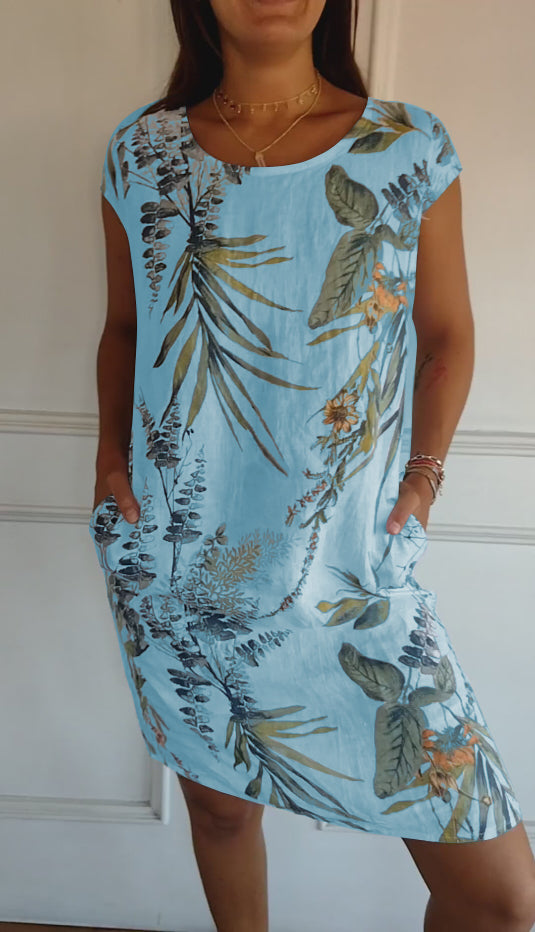 Nona | Casual round neck dress with floral print