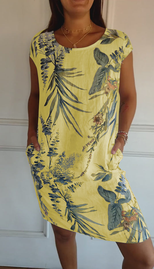 Nona | Casual round neck dress with floral print