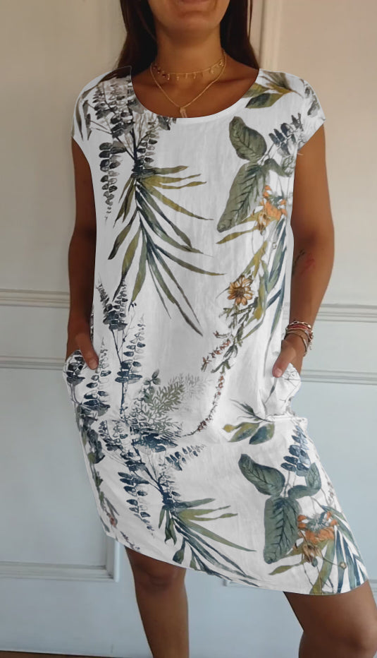 Nona | Casual round neck dress with floral print