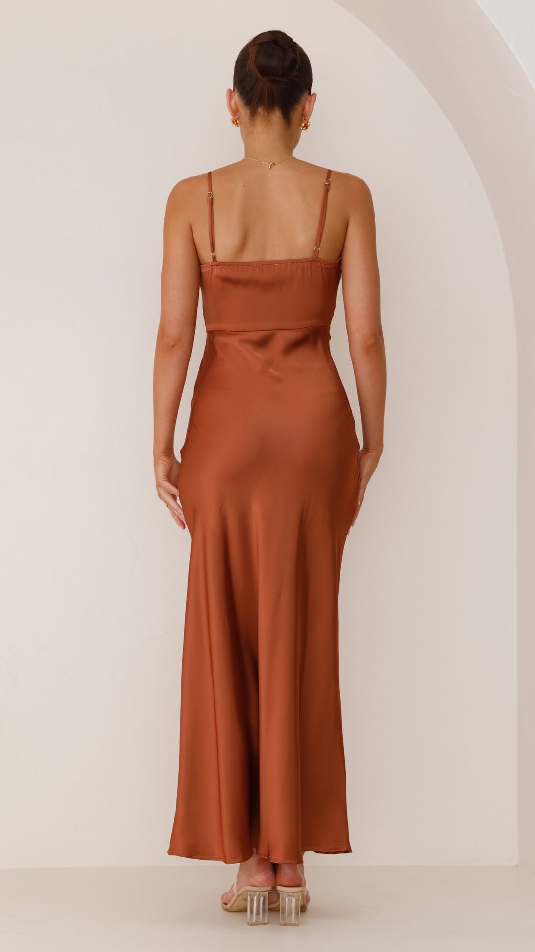 Ilana | Elegant Copper Maxi Dress with Side Slit