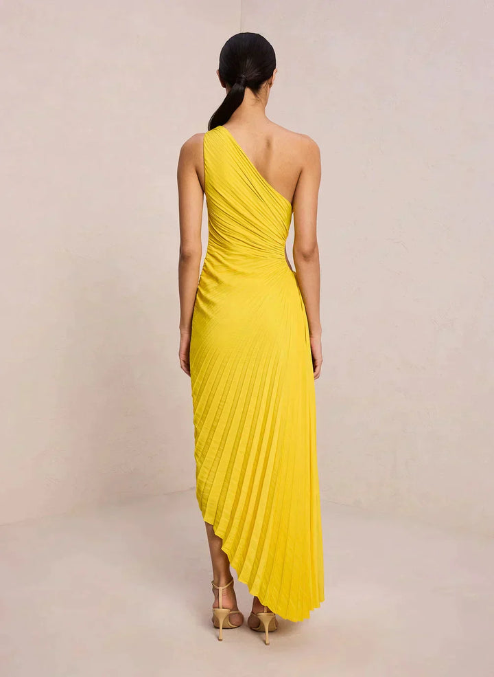 Sylviana | One-Shoulder Pleated Midi Dress