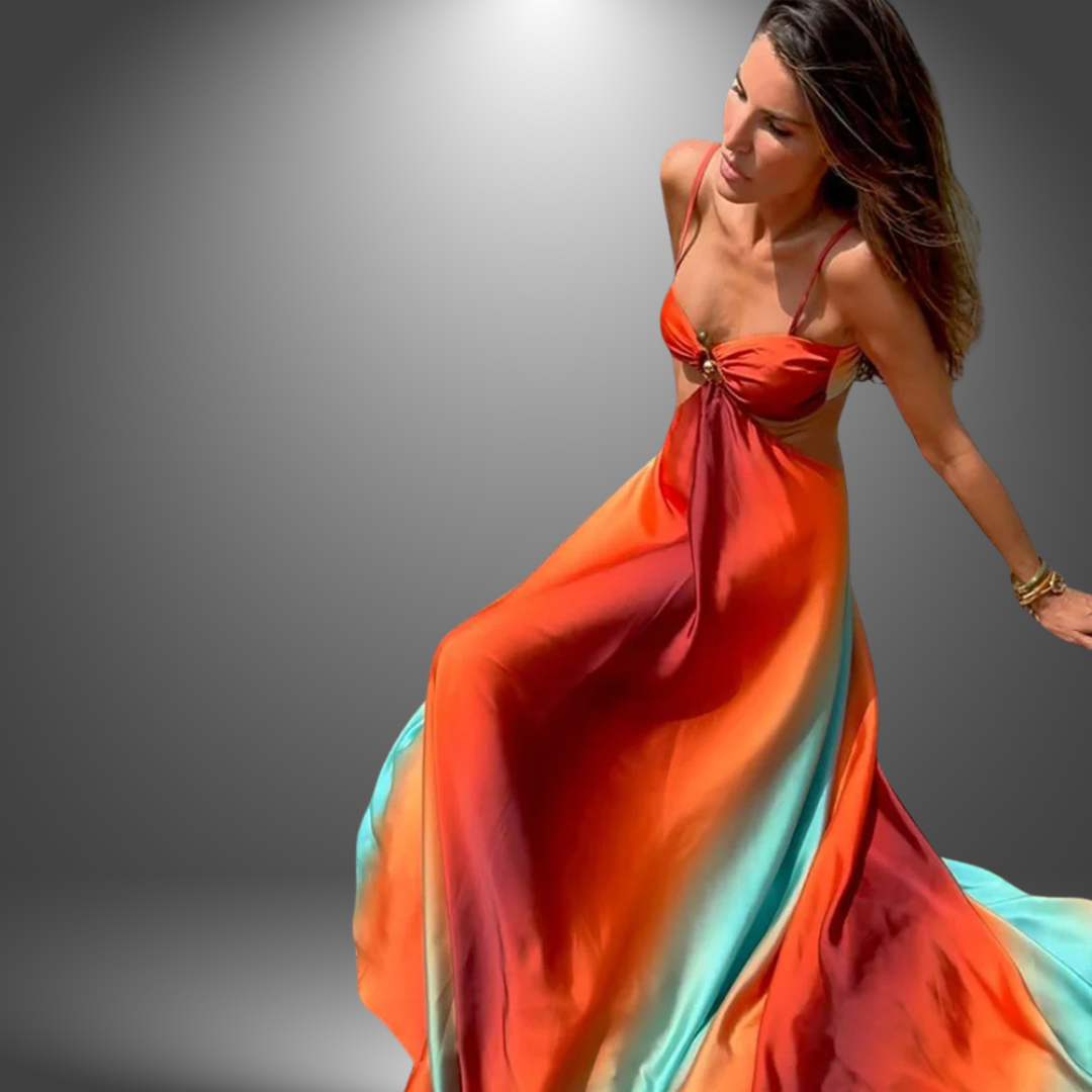 Solea | Draped long dress in plain style