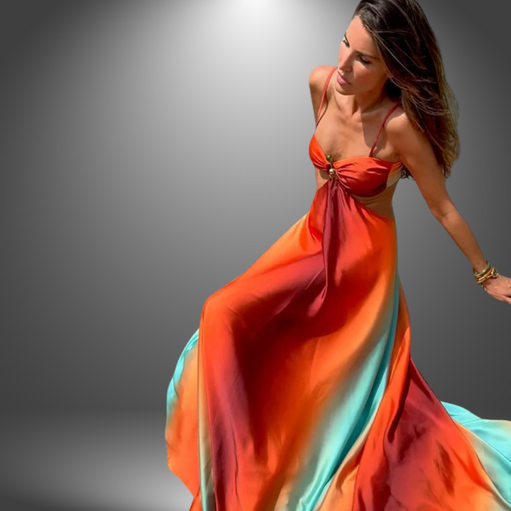 Solea | Draped long dress in plain style