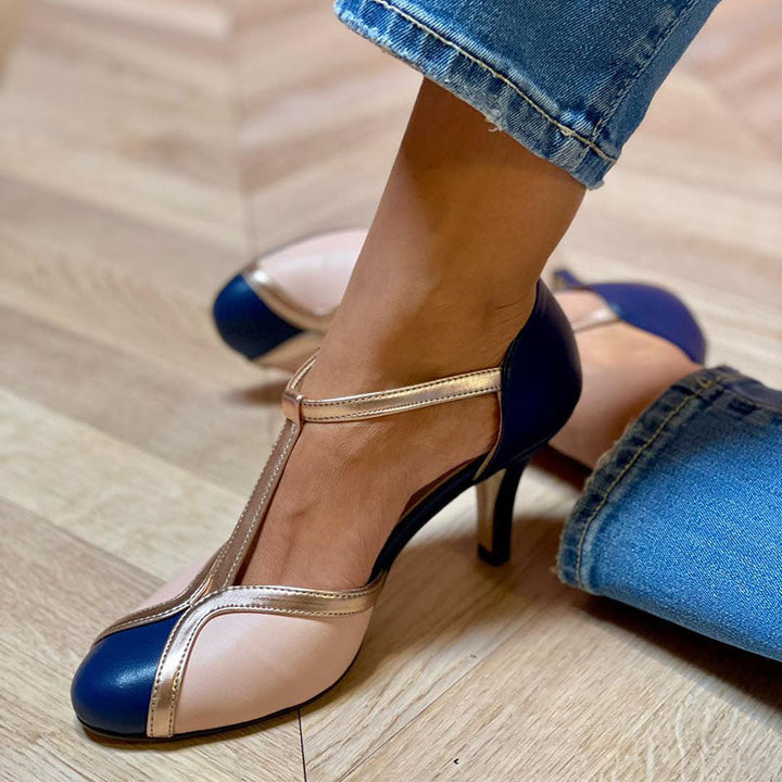 Ellen | Round-Toe Heels with T-Strap Support