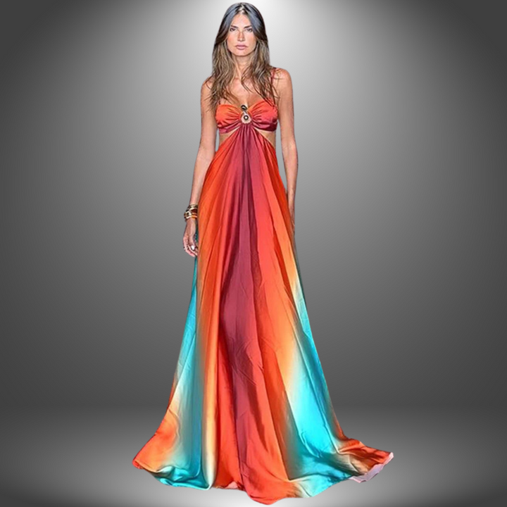 Solea | Draped long dress in plain style