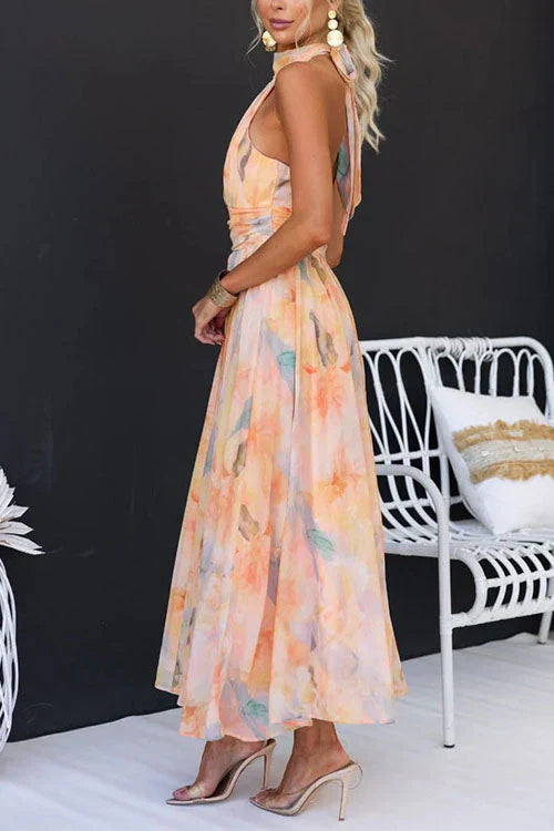 Lily | Flowing Halter Sari for Elegant Summer Evenings