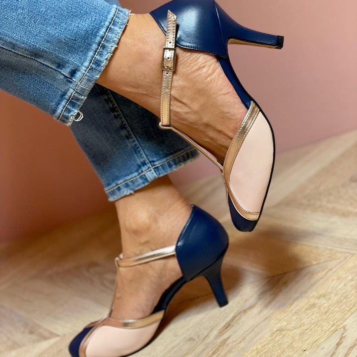 Ellen | Round-Toe Heels with T-Strap Support