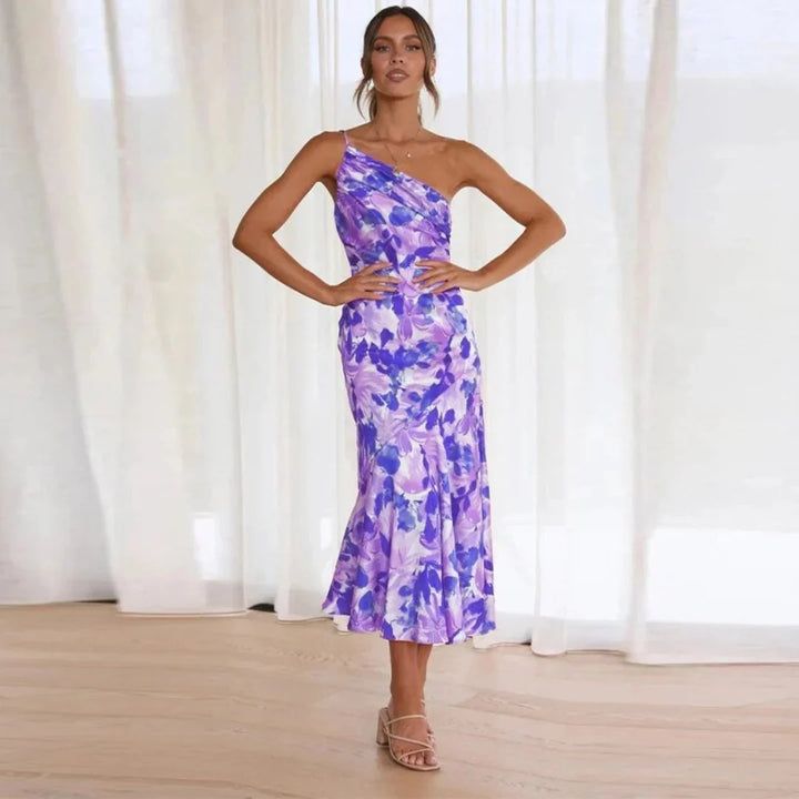 Eliza | One-Shoulder Floral Dress for Sunlit Moments