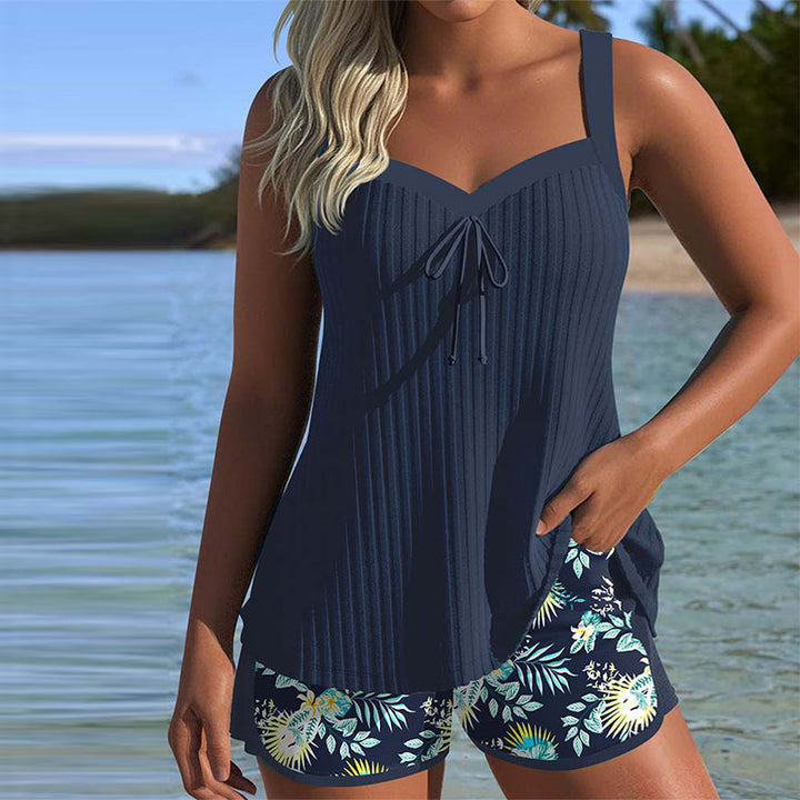 Marina | Striped Tankini Set with Comfortable Beach Shorts