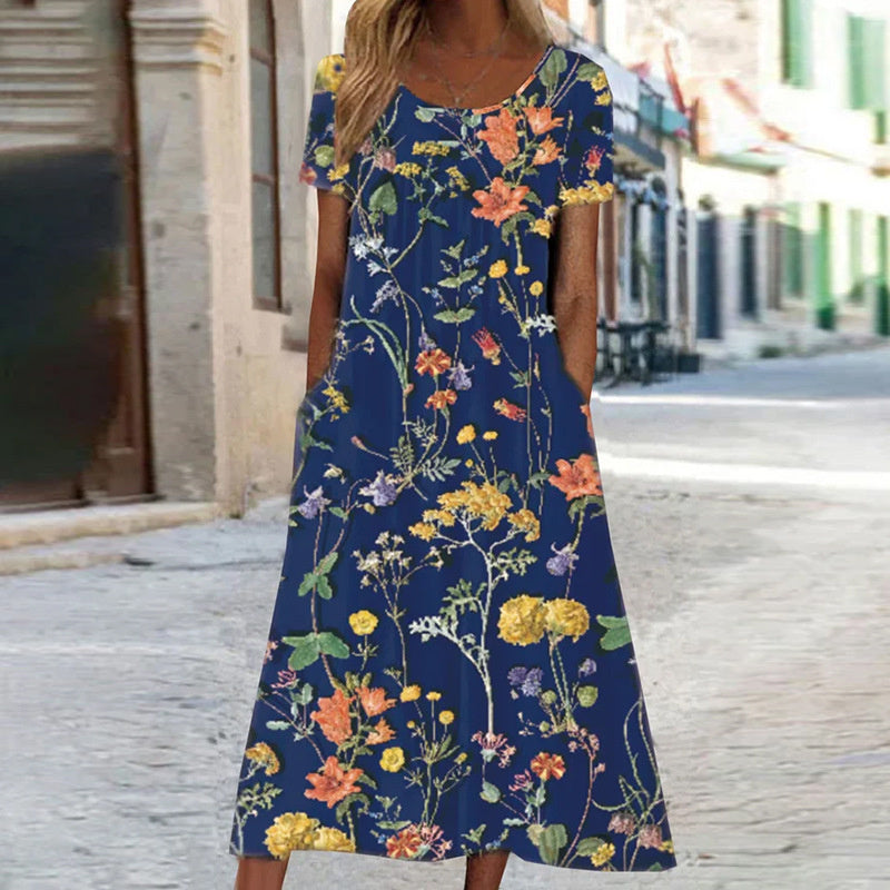 Alya | Boho floral maxi dress with flattering tummy coverage