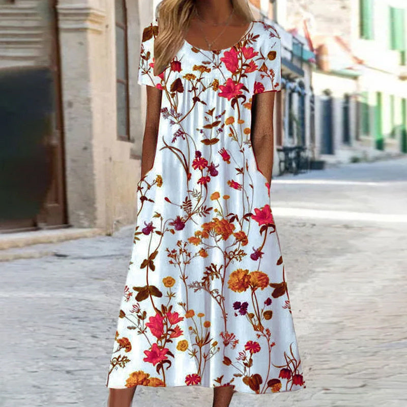 Alya | Boho floral maxi dress with flattering tummy coverage