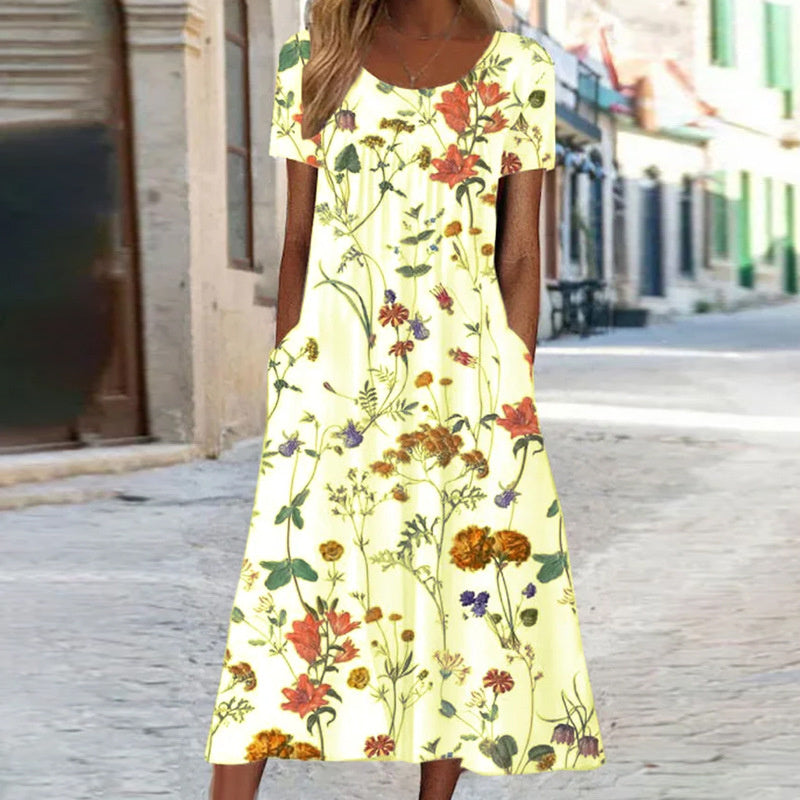 Alya | Boho floral maxi dress with flattering tummy coverage