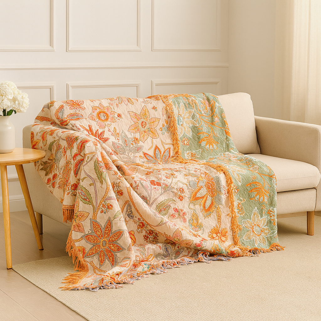 Boho Floral Pattern Blanket