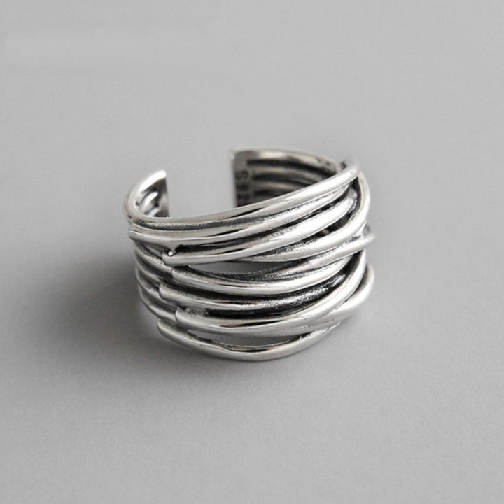 Lina | Layered Adjustable Ring in Sterling Silver
