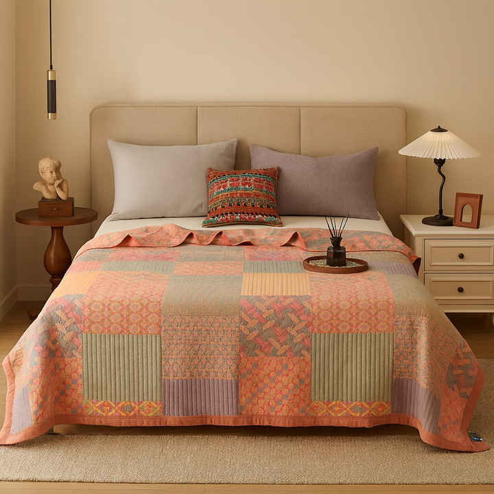 Colourful Square Patchwork Reversible Blanket