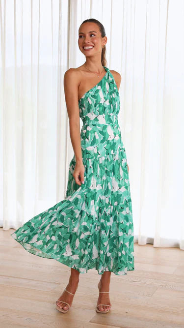 Eliza | One-Shoulder Floral Dress for Sunlit Moments