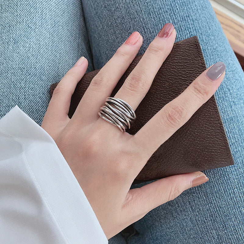 Lina | Layered Adjustable Ring in Sterling Silver