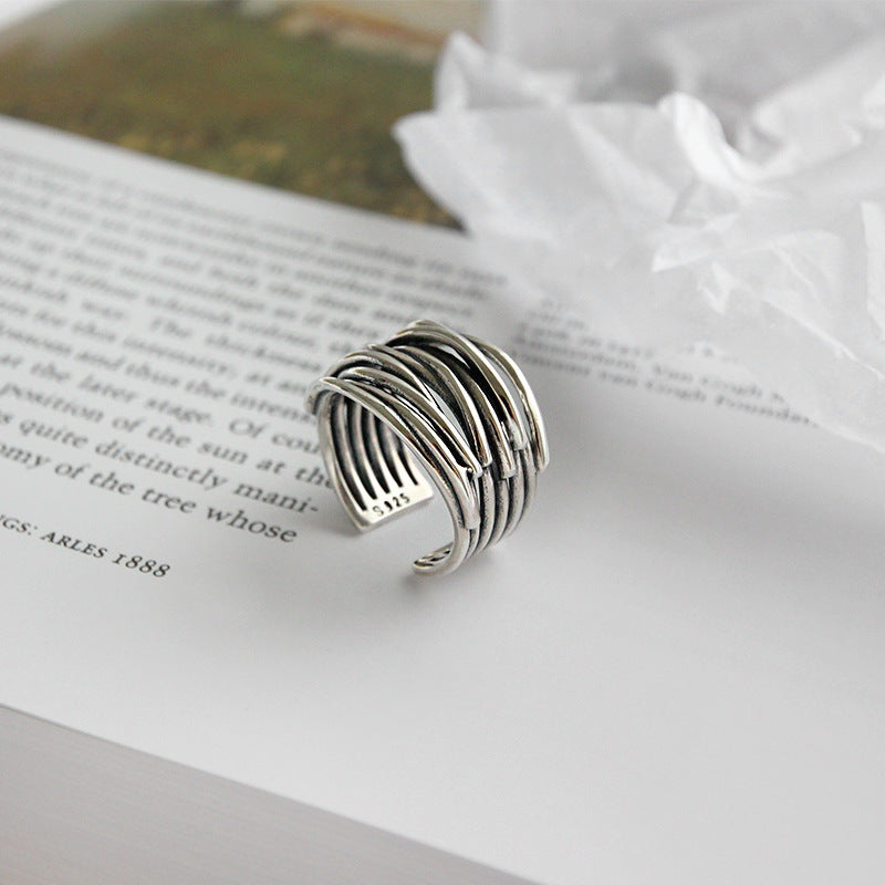 Lina | Layered Adjustable Ring in Sterling Silver