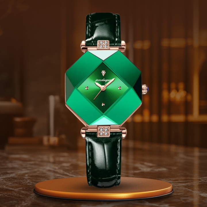 Ava | Diamond-accented green quartz watch