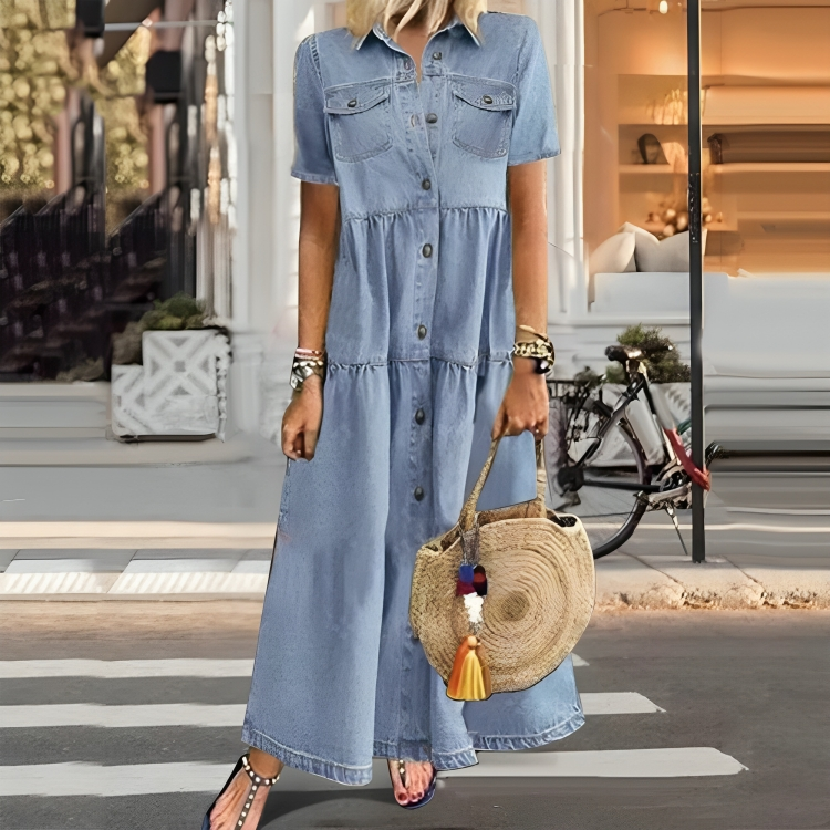 Olivia | Denim-look slimming dress with timeless charm