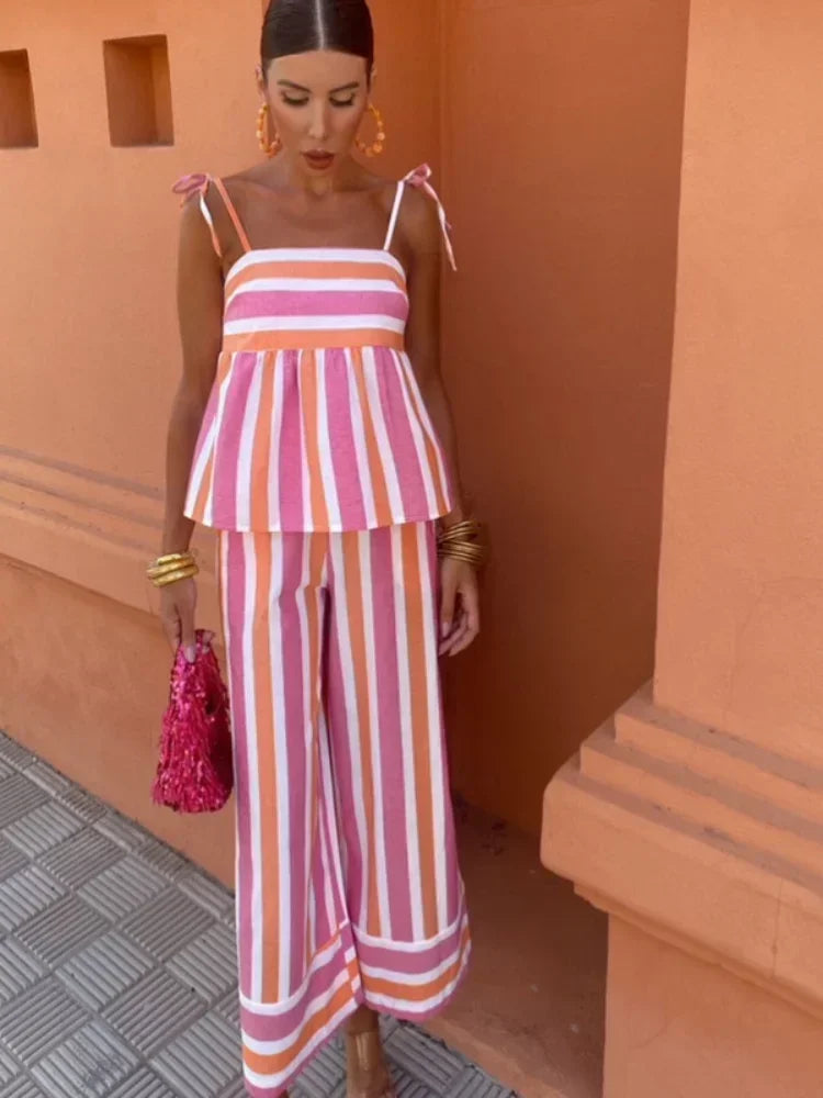 Lottie | Breezy Printed Pants Set for Summer Ease