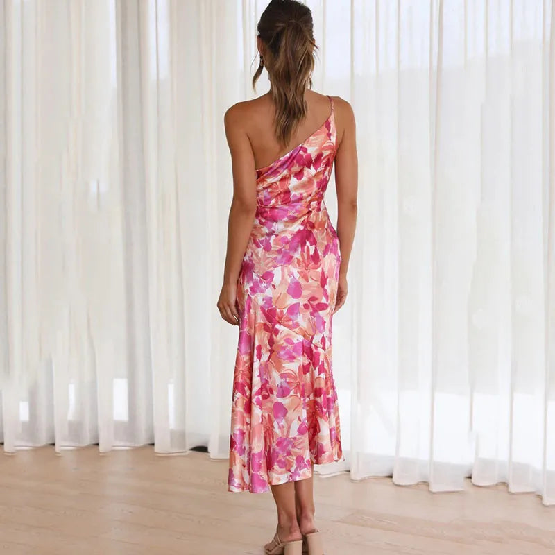 Eliza | One-Shoulder Floral Dress for Sunlit Moments