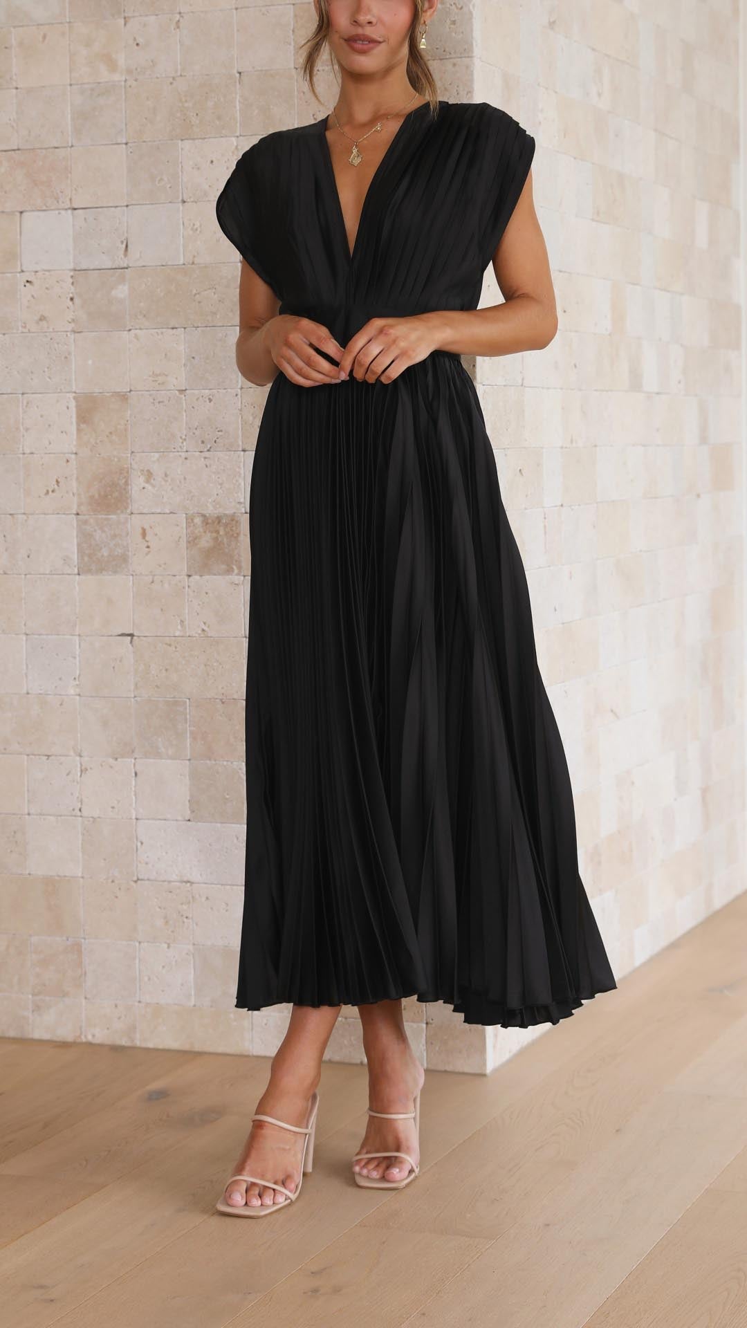 Alexis | Draped V-Neck Dress for Effortless Elegance