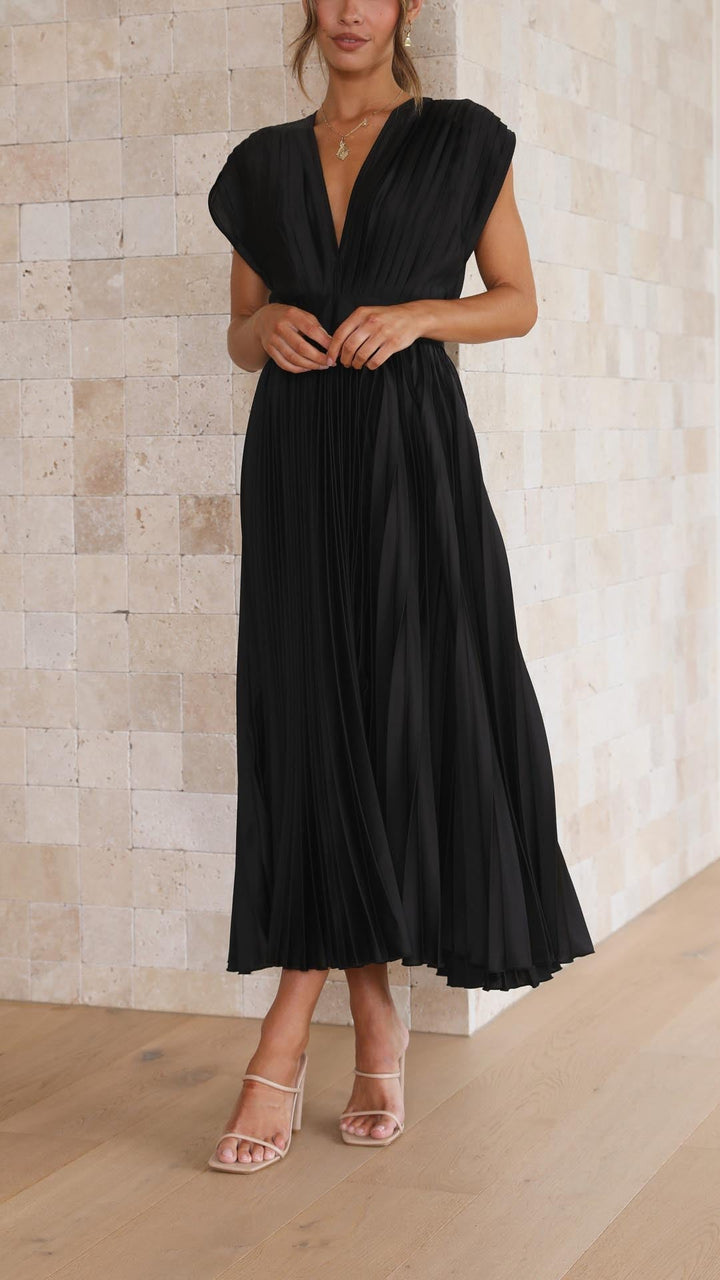 Alexis | Draped V-Neck Dress for Effortless Elegance