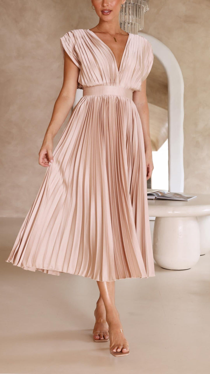 Alexis | Draped V-Neck Dress for Effortless Elegance