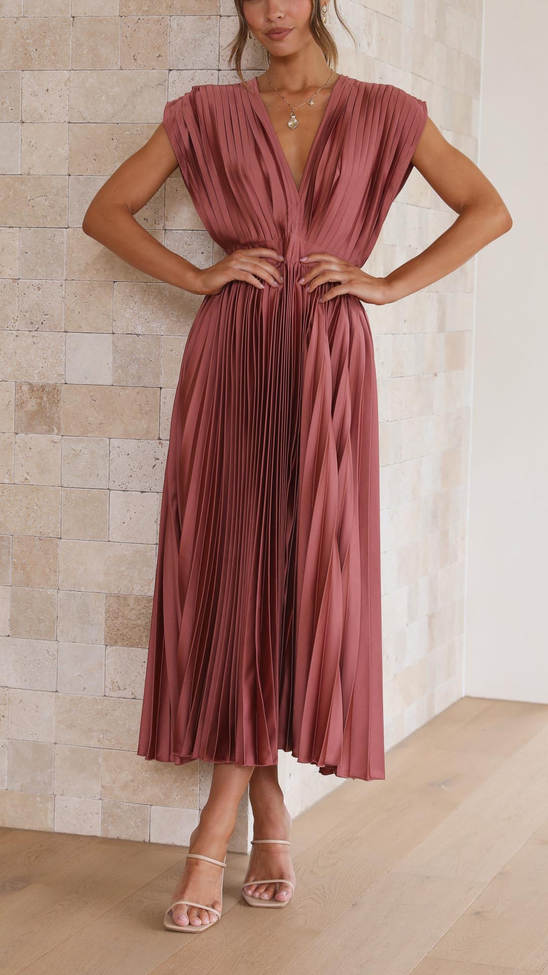 Alexis | Draped V-Neck Dress for Effortless Elegance