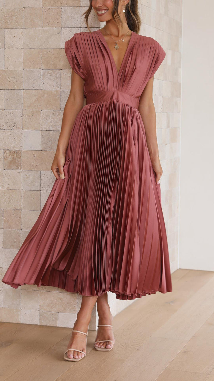 Alexis | Draped V-Neck Dress for Effortless Elegance