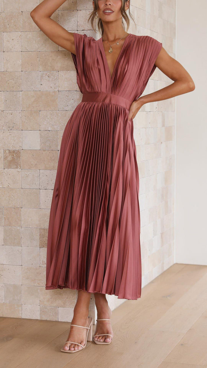 Alexis | Draped V-Neck Dress for Effortless Elegance