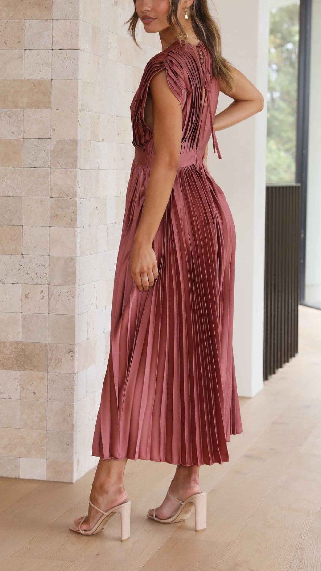 Alexis | Draped V-Neck Dress for Effortless Elegance