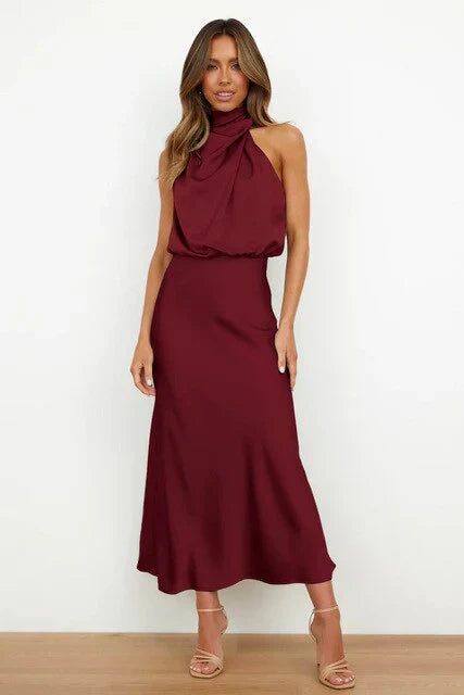 Benthe | Off-Shoulder Midi Dress for Elegant Evenings