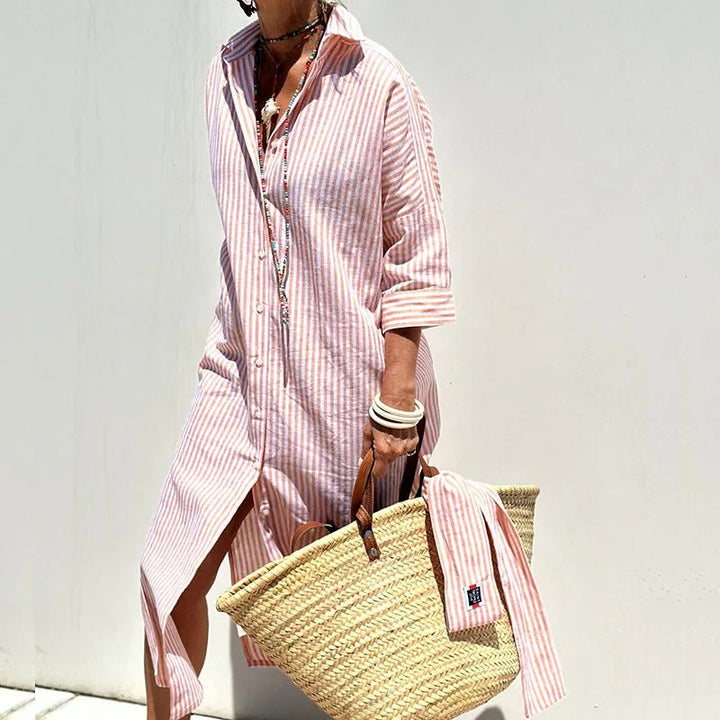 Olive | Striped Summer Dress with Effortless Elegance
