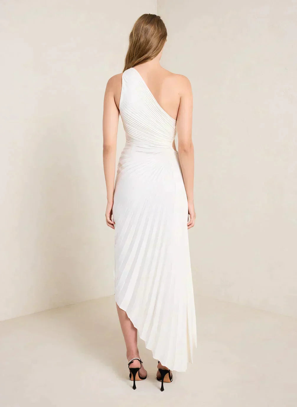 Sylviana | One-Shoulder Pleated Midi Dress